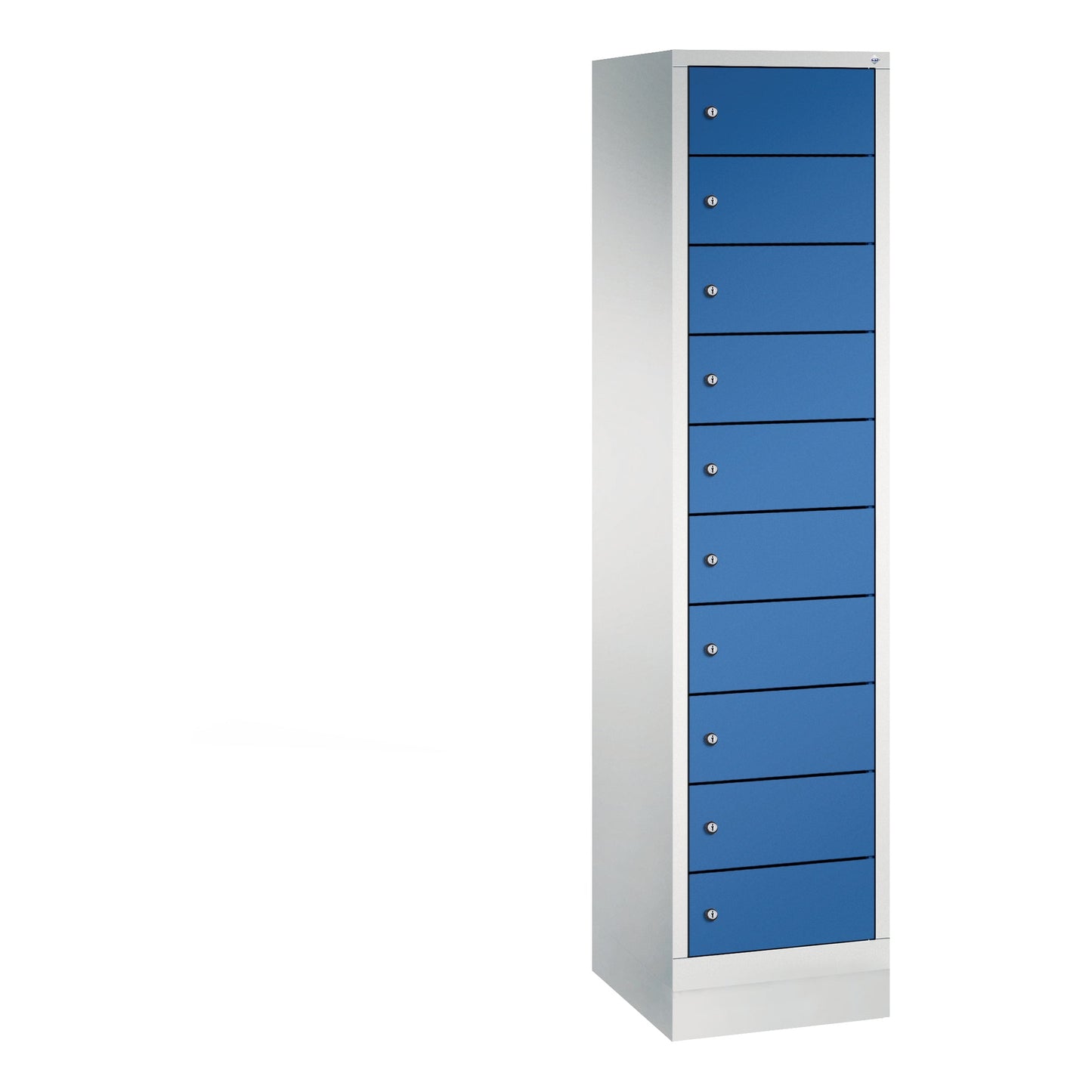 C+P Schließfachschrank Evolo48 Notebooks, Tablets, Smartphones 10 Fächer Stahl, lackiert Farbe der Front: enzianblau