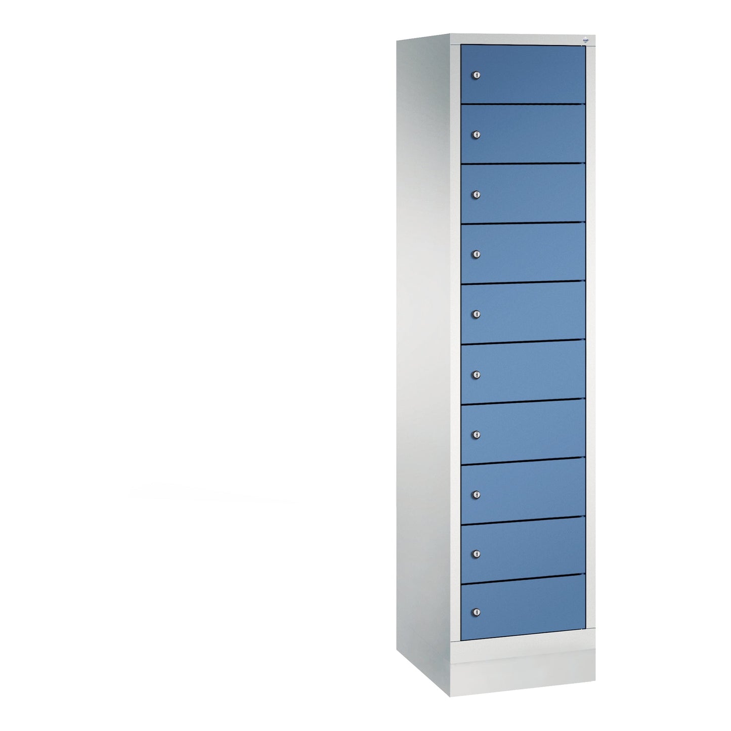 C+P Schließfachschrank Evolo48 Notebooks, Tablets, Smartphones 10 Fächer Stahl, lackiert Farbe der Front: fernblau