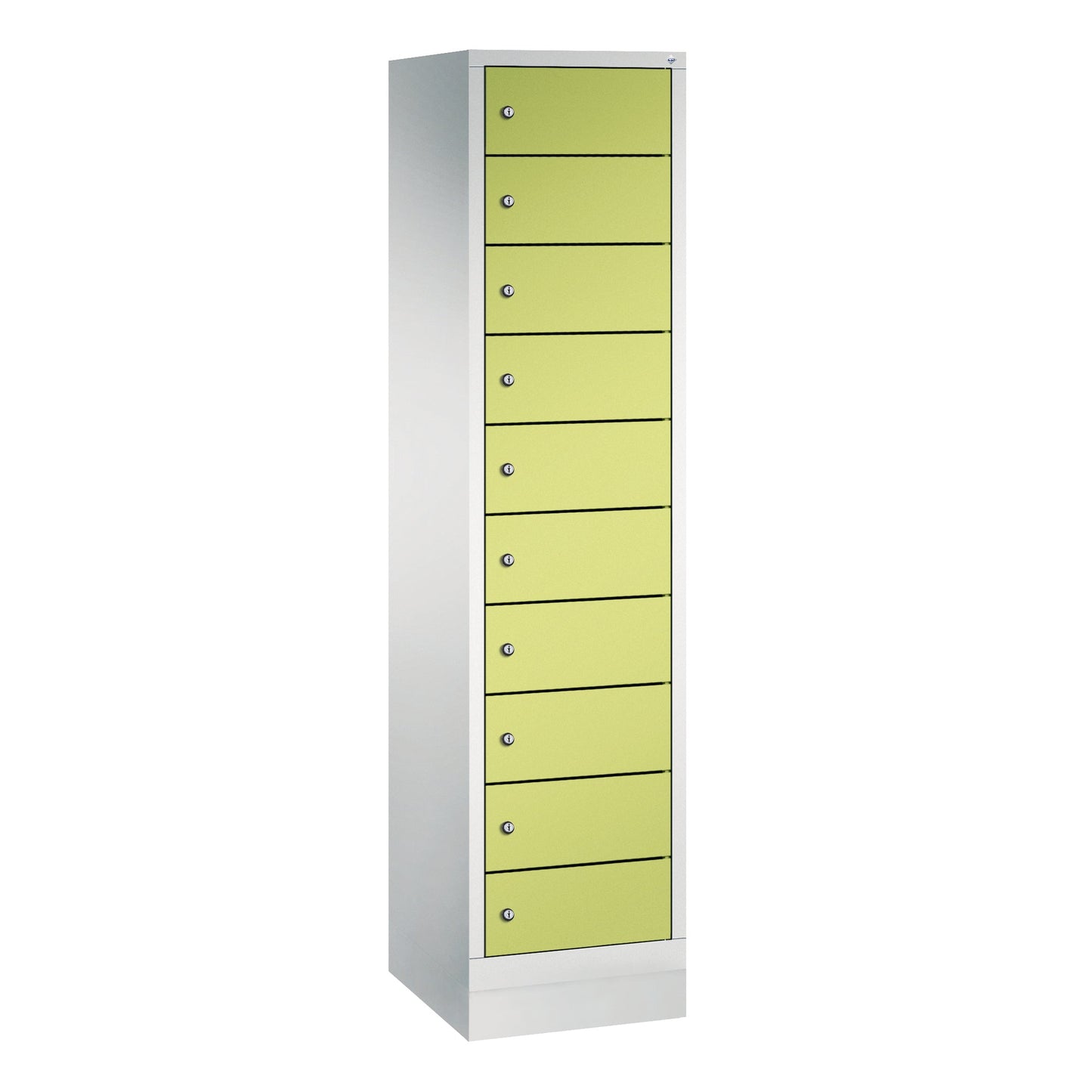 C+P Schließfachschrank Evolo48 Notebooks, Tablets, Smartphones 10 Fächer Stahl, lackiert Farbe der Front: clowngrün