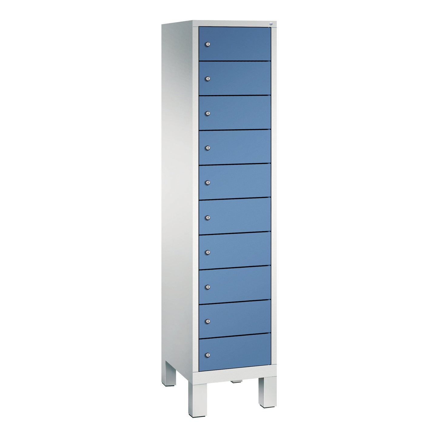C+P Schließfachschrank Evolo48 Notebooks, Tablets, Smartphones 10 Fächer Stahl, lackiert Farbe der Front: fernblau