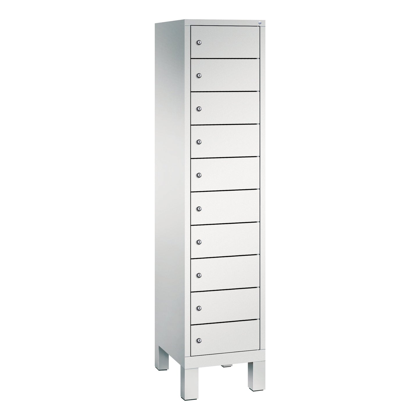 C+P Schließfachschrank Evolo48 Notebooks, Tablets, Smartphones 10 Fächer Stahl, lackiert Farbe der Front: lichtgrau