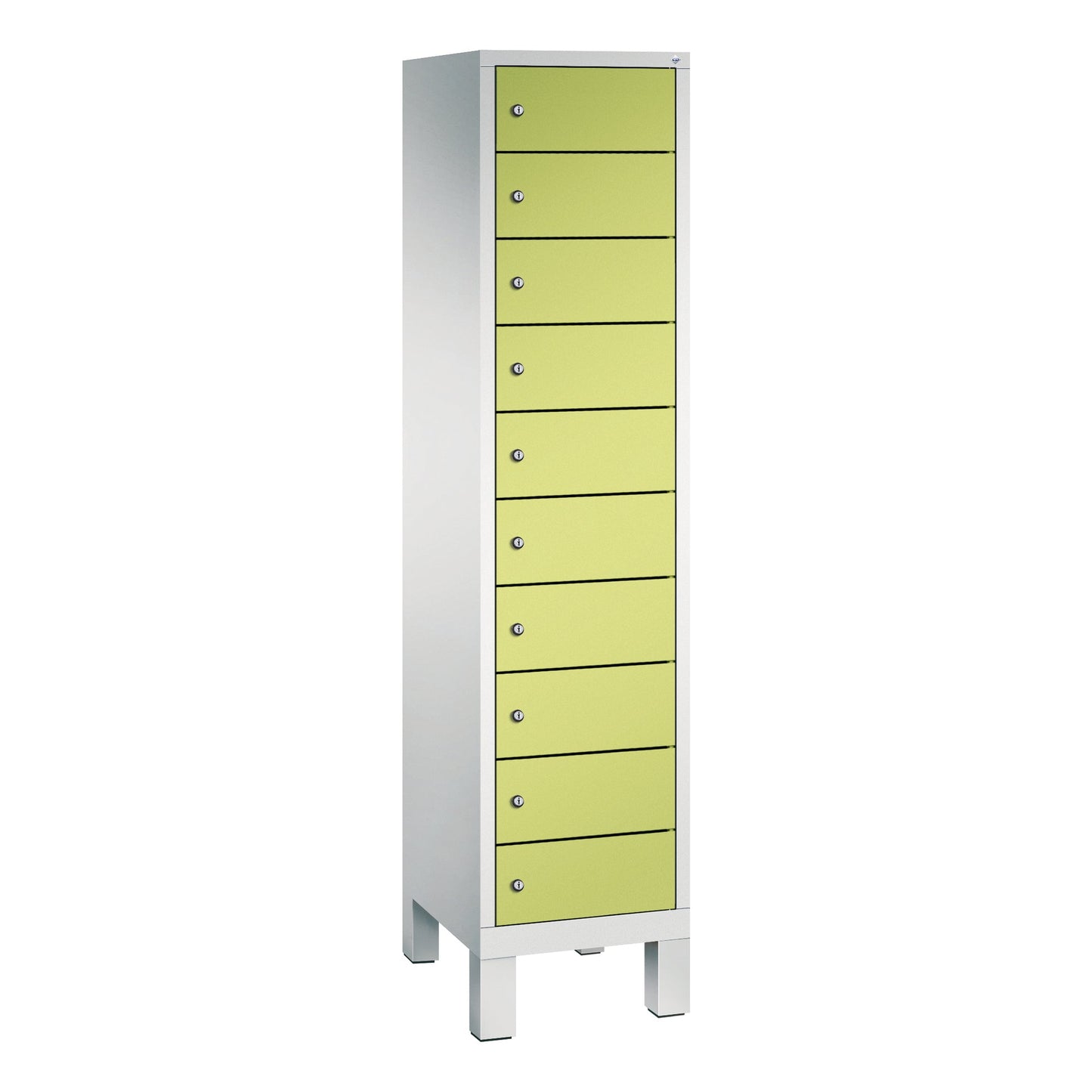 C+P Schließfachschrank Evolo48 Notebooks, Tablets, Smartphones 10 Fächer Stahl, lackiert Farbe der Front: clowngrün