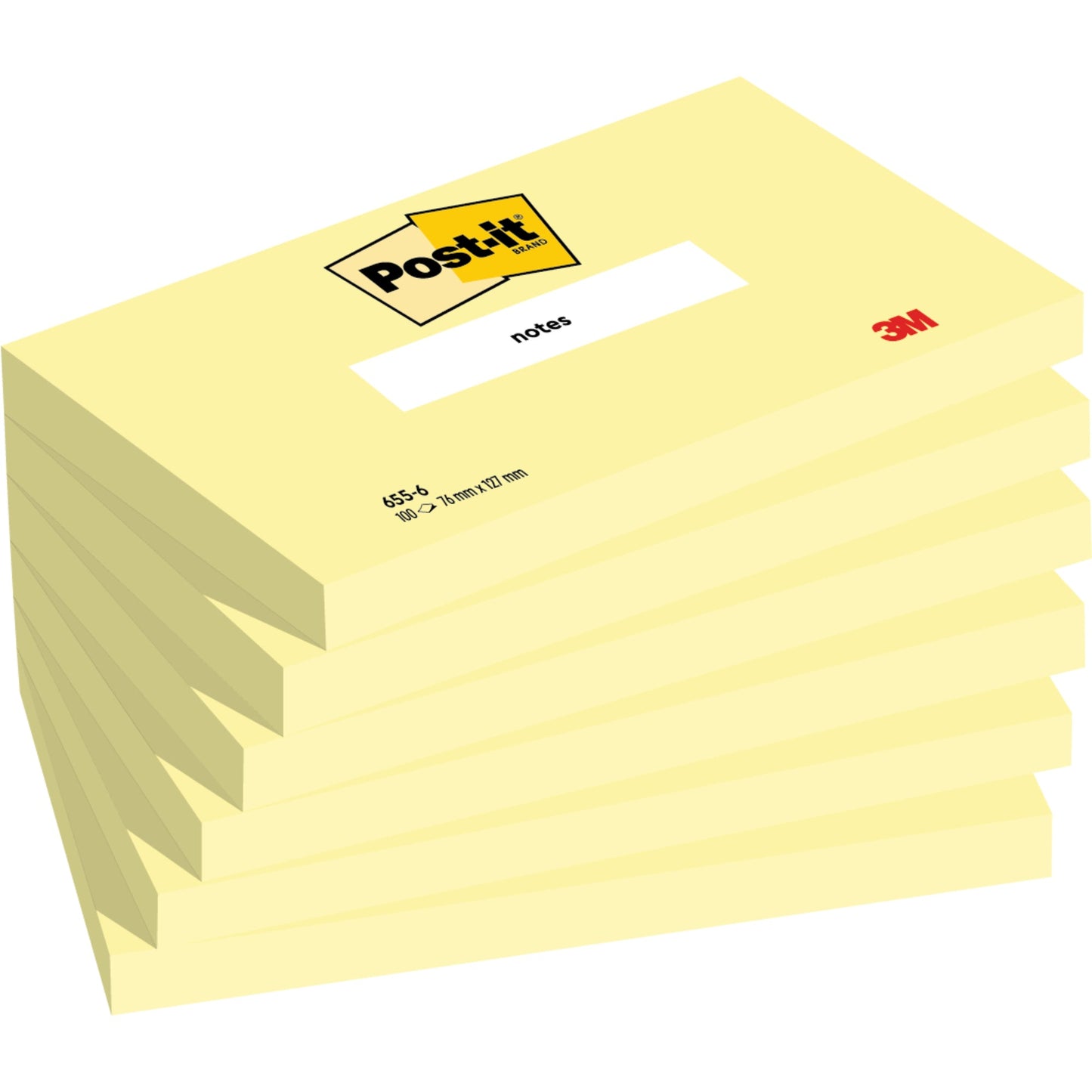 Post-it® Haftnotiz Notes 127 x 76 mm (B x H) gelb 100 Bl./Block 6 Block/Pack.