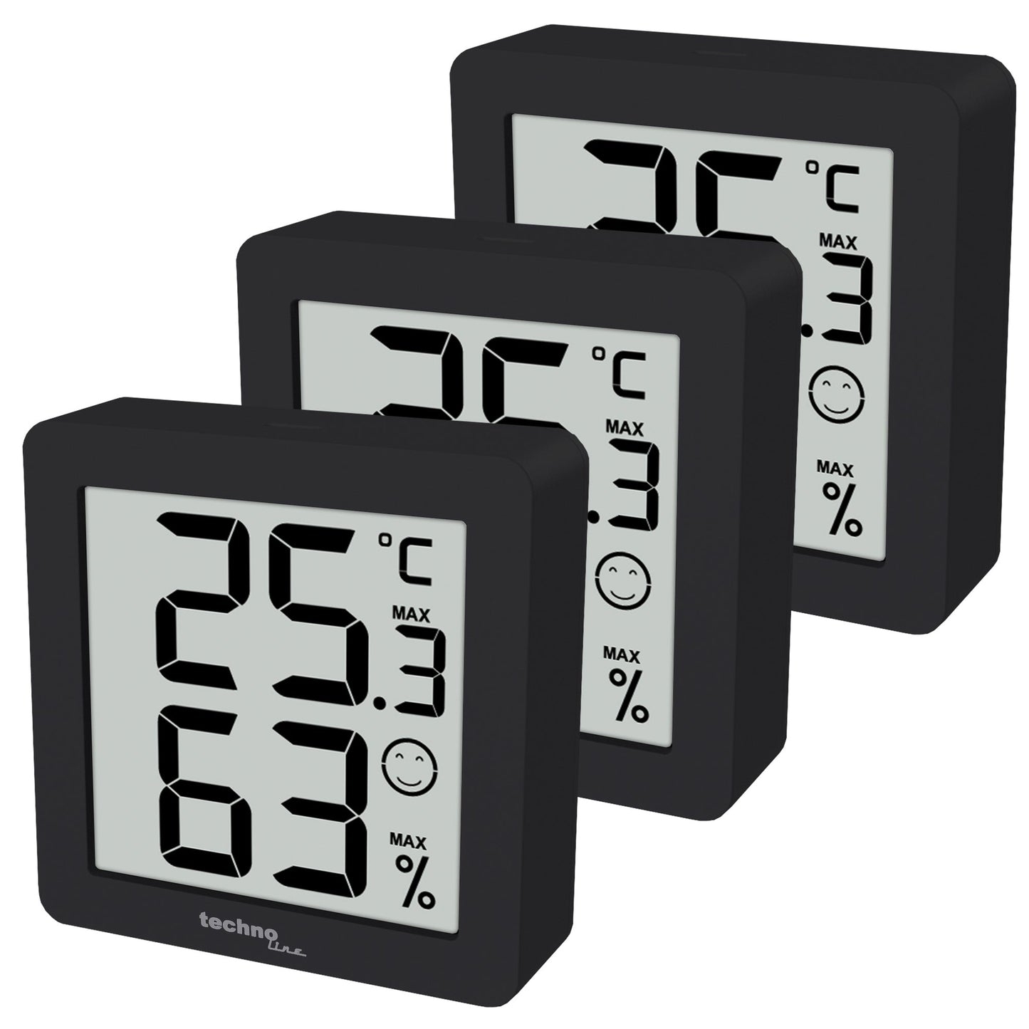 technoline® Thermometer WS 9425 4,4 x 4,4 x 1,4 cm (B x H x T) digital Batterie CR2032 Wandbefestigung möglich 3 St./Pack.
