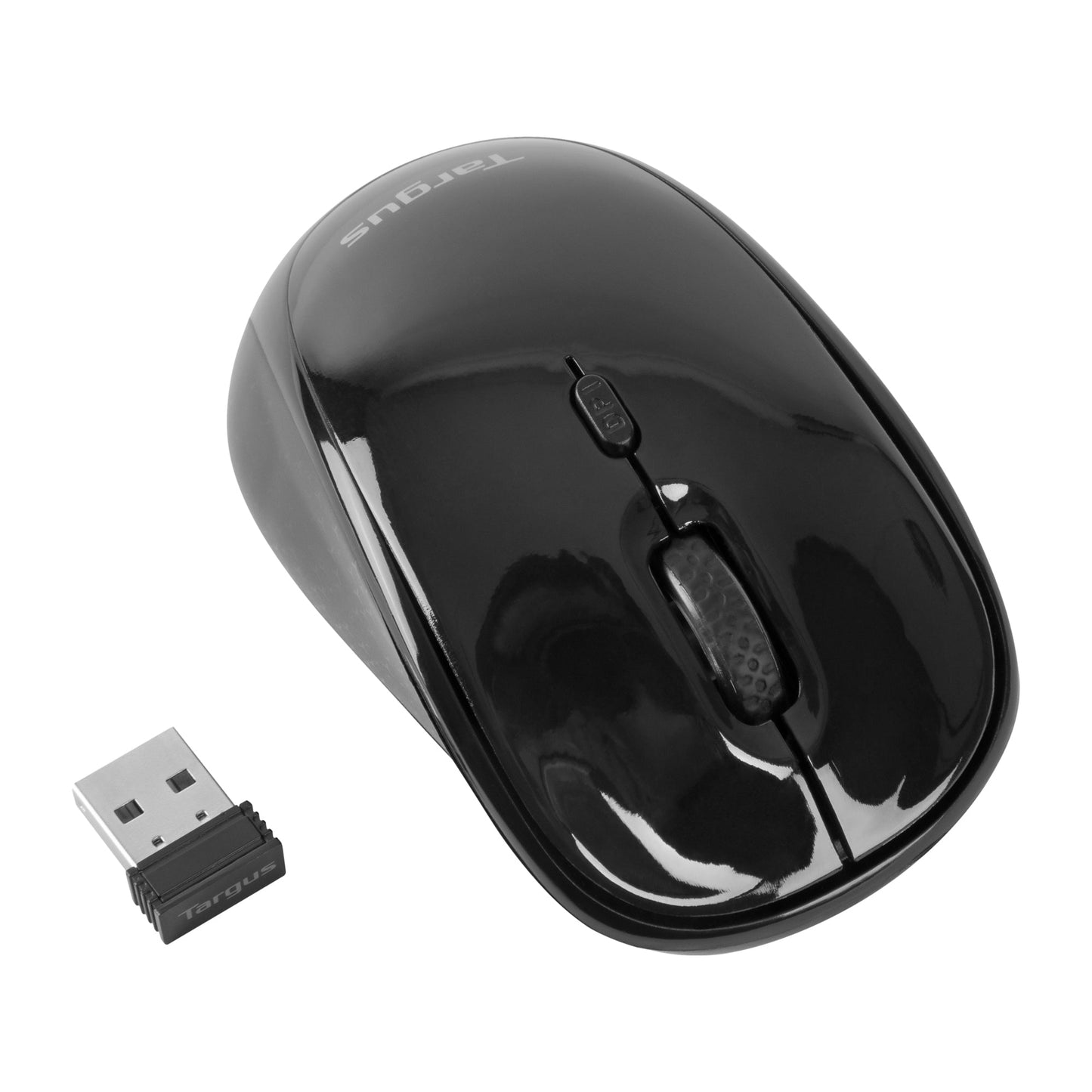 Targus Optische PC Maus Blue Trace Links- und Rechtshänder nicht ergonomisch USB-A 10m Batterie inkl. Mini-USB-Empfänger schwarz