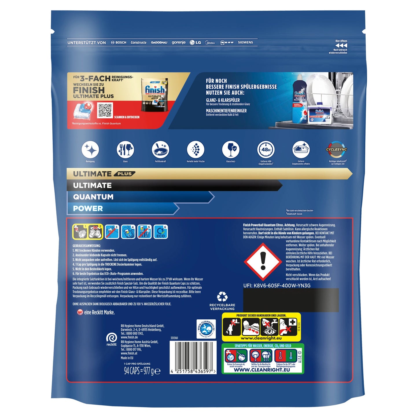 FINISH Spülmaschinentabs Quantum Citrus 94 St./Pack.