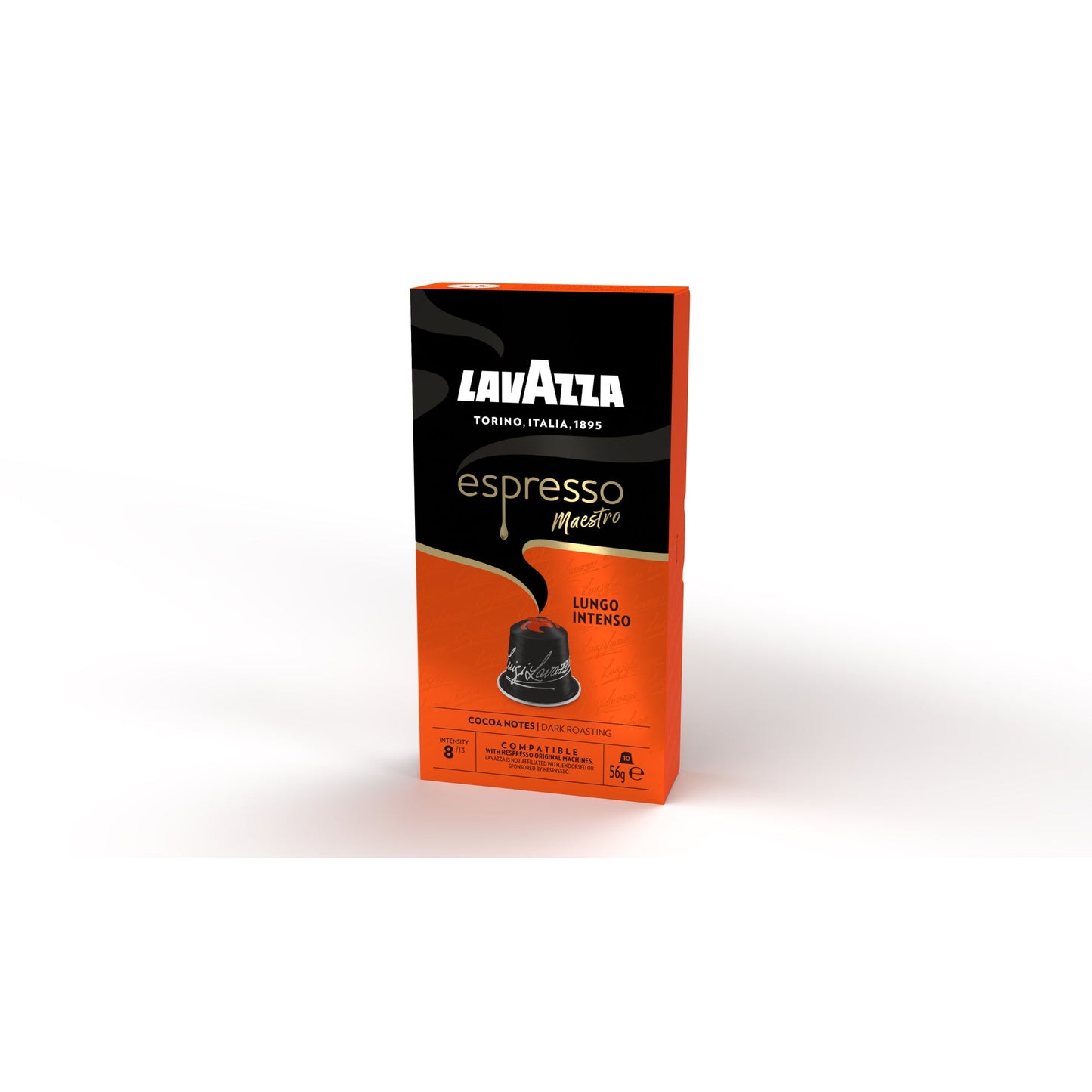 Lavazza Espressokapsel Maestro Nespresso® Maschine Lungo Intenso, Caramel, schokoladig Intensität: 8 10 x 5,6 g/Pack.