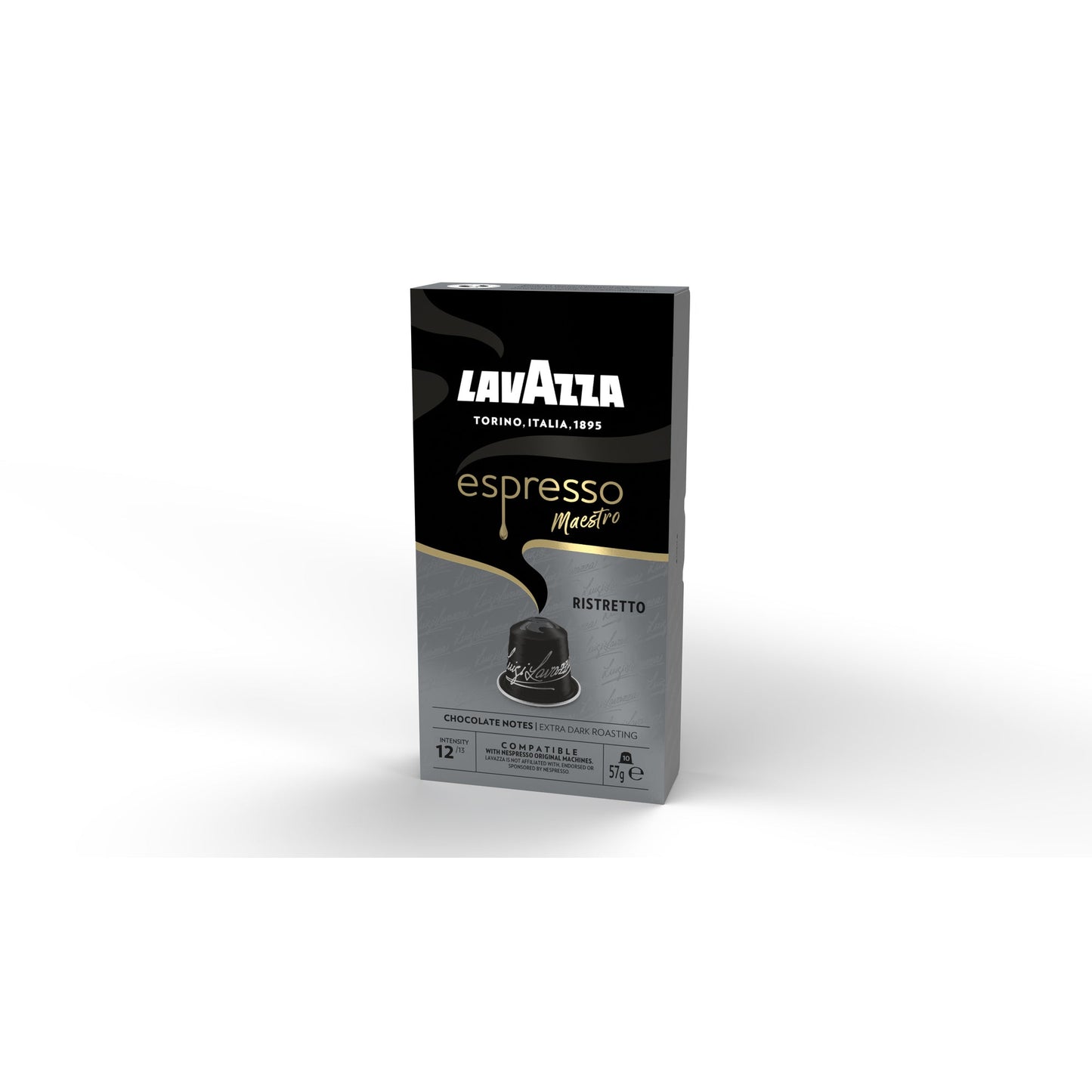 Lavazza Espressokapsel Maestro Nespresso® Maschine Ristretto, karamellisiert, schokoladig Intensität: 12 10 x 5,7 g/Pack.