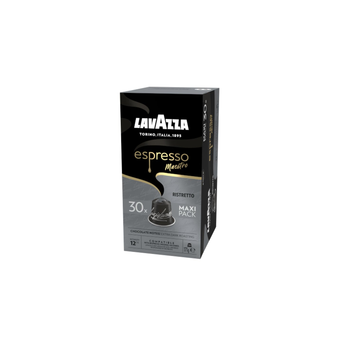 Lavazza Espressokapsel Maestro Nespresso® Maschine Ristretto, karamellisiert, schokoladig Intensität: 12 30 x 5,7 g/Pack.