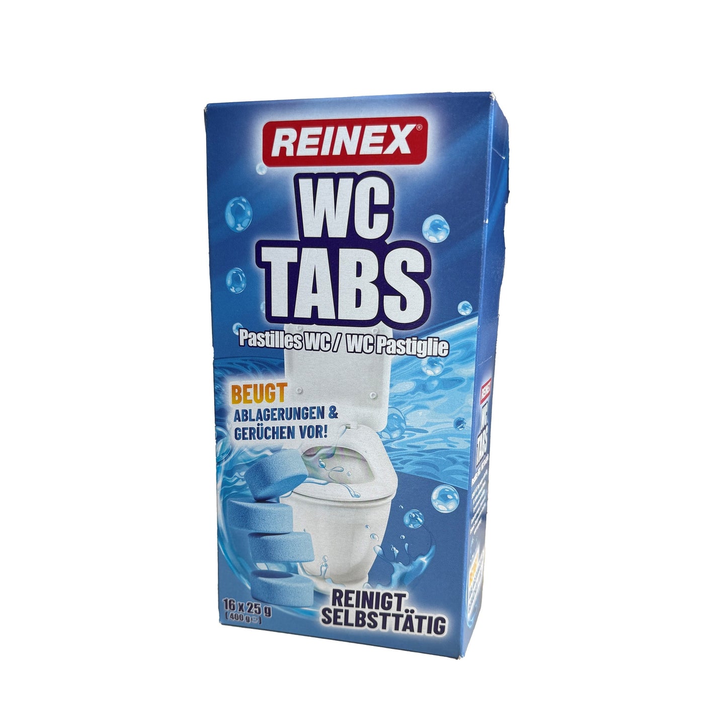 REINEX WC-Reiniger nicht biologisch abbaubar pH-Wert: 1,6 Karton 16 x 25 g/Pack.
