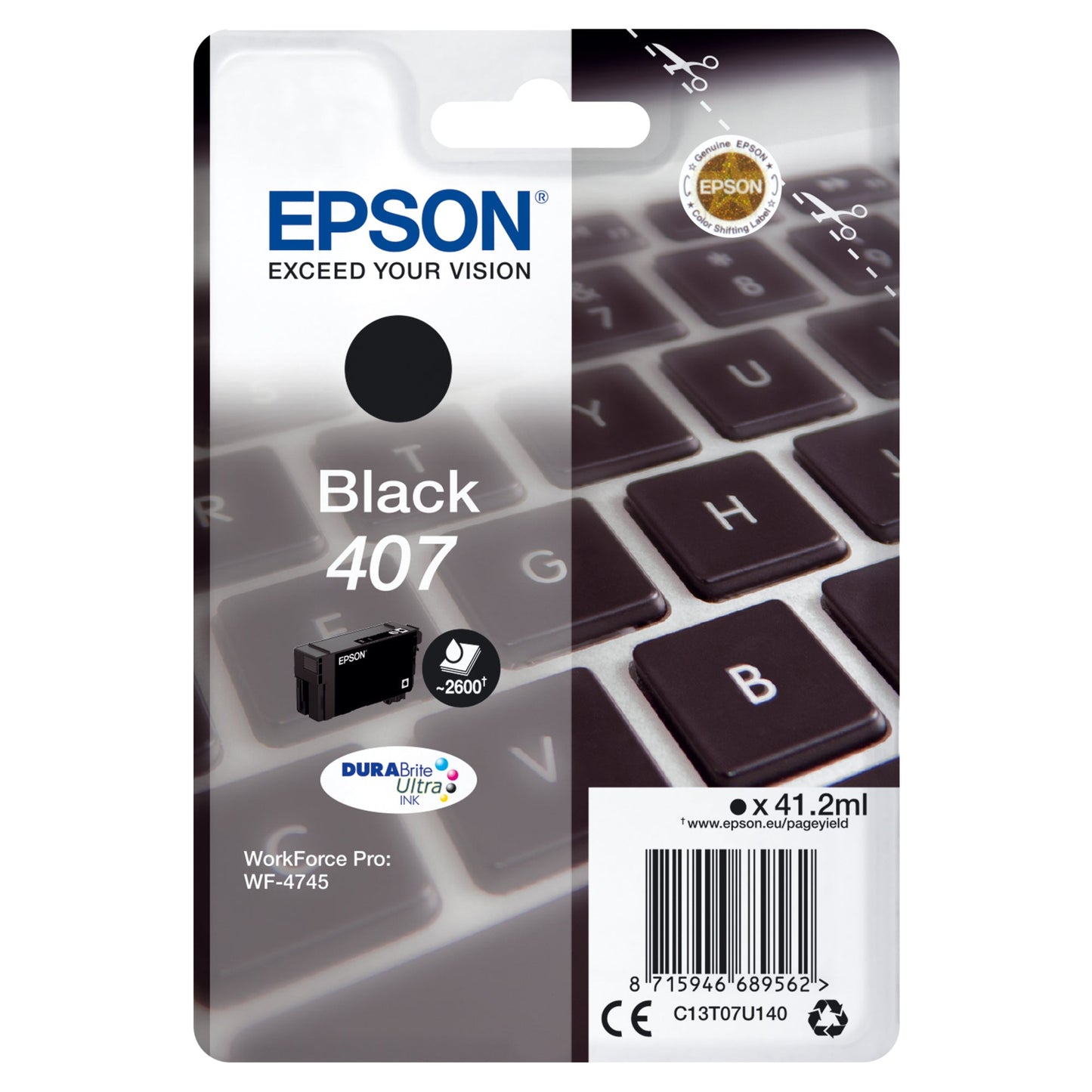 Epson Tintenpatrone Originalzubehör 407 ca. 2.600 Seiten schwarz 41,2ml