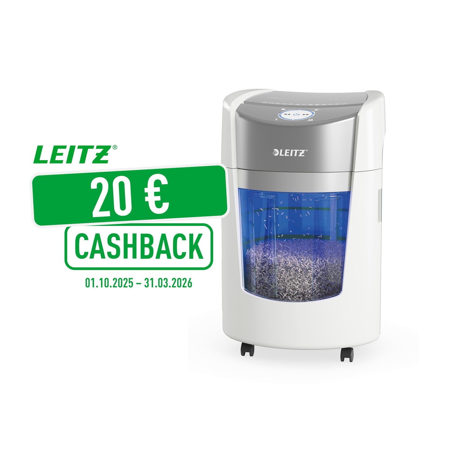 Leitz Aktenvernichter IQ OptiMax Small Office 350 P-5 Papier, Heftklammern, Büroklammern Partikelschnitt 9 Bl. weiß