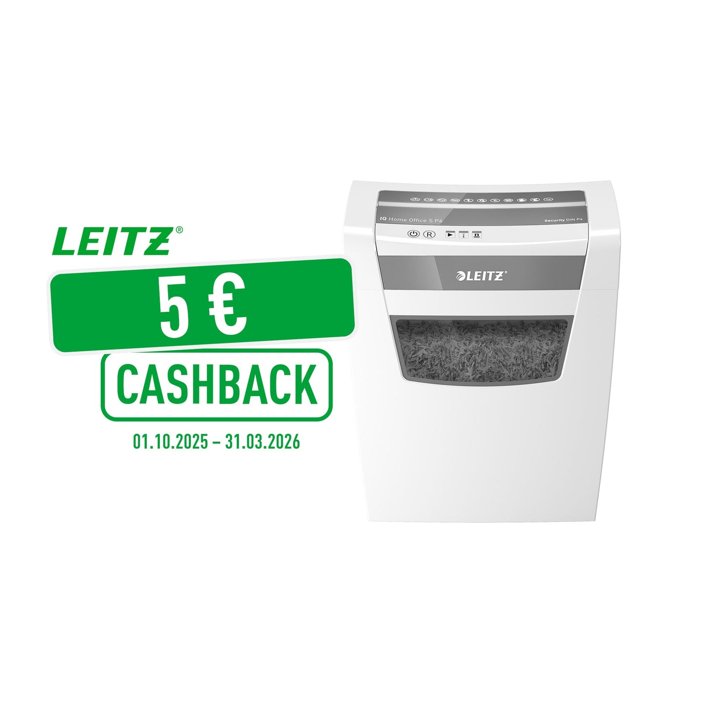 Leitz Aktenvernichter IQ Home Office S P-4 Papier, Heftklammern, Büroklammern Partikelschnitt 9 Bl. weiß