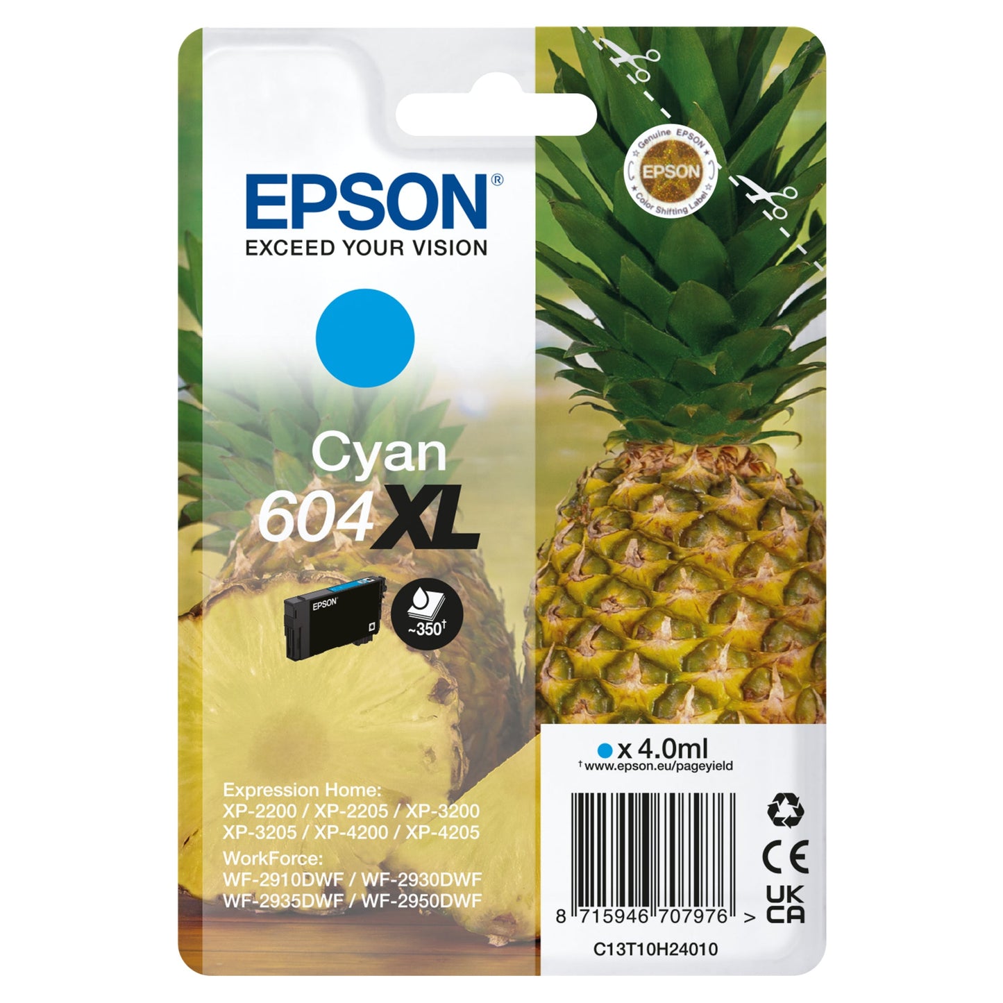 Epson Tintenpatrone Originalzubehör 604XL ca. 350 Seiten cyan 4ml