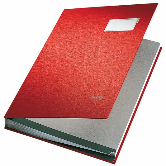 Leitz Unterschriftenmappe DIN A4 Graupappe, 100 % recycelt rot grau 20 Fächer