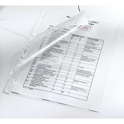 Leitz Prospekthülle Premium durchgehend gelochtes Oberteil DIN A4 130µm oben, links offen Polypropylen, 30 % recycelt farblos 100 St./Pack.
