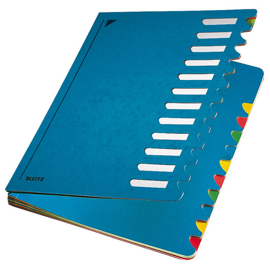 Leitz Ordnungsmappe Deskorganizer Color DIN A4 350g/m² Karton, marmoriert Farbe: blau Farbe des Fächerblocks: mehrfarbig 12 Fächer