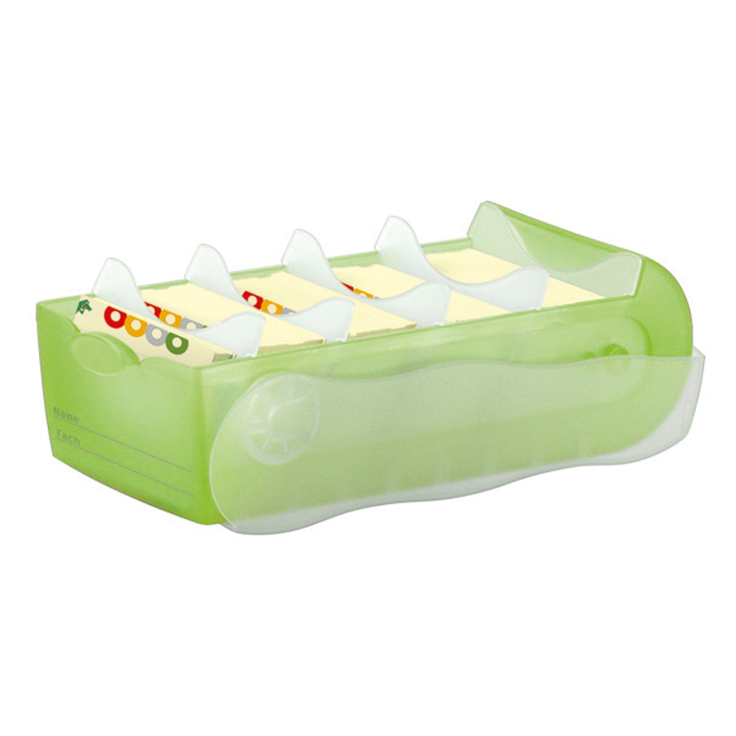 HAN Karteikasten CROCO 12,1 x 8,5 x 24,6 cm (B x H x T) DIN A7 quer 900 Karten Polypropylen grün transluzent 5 Stützplatten