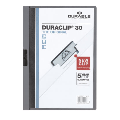 DURABLE Klemmmappe DURACLIP® 30 DIN A4 Hartfolie Farbe der Rückseite: anthrazit Farbe der Klemme: schwarz
