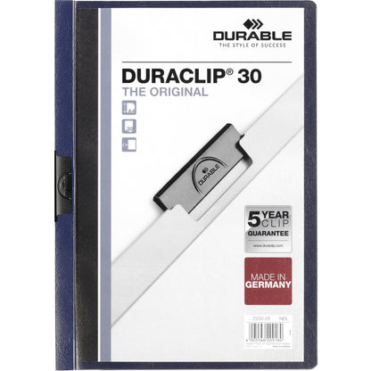 DURABLE Klemmmappe DURACLIP® 30 DIN A4 Hartfolie Farbe der Rückseite: nachtblau Farbe der Klemme: schwarz