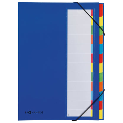 PAGNA Ordnungsmappe Deskorganizer Premium DIN A4 225g/m² Karton, Polypropylenfolie kaschiert Farbe: blau Farbe des Fächerblocks: mehrfarbig 12 Fächer