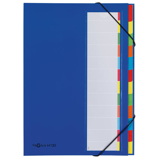PAGNA Ordnungsmappe Deskorganizer Premium DIN A4 225g/m² Karton, Polypropylenfolie kaschiert Farbe: blau Farbe des Fächerblocks: mehrfarbig 12 Fächer
