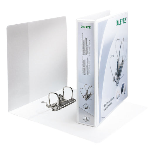 Leitz Präsentationsordner 65mm DIN A4, Überbreite Graupappe weiß