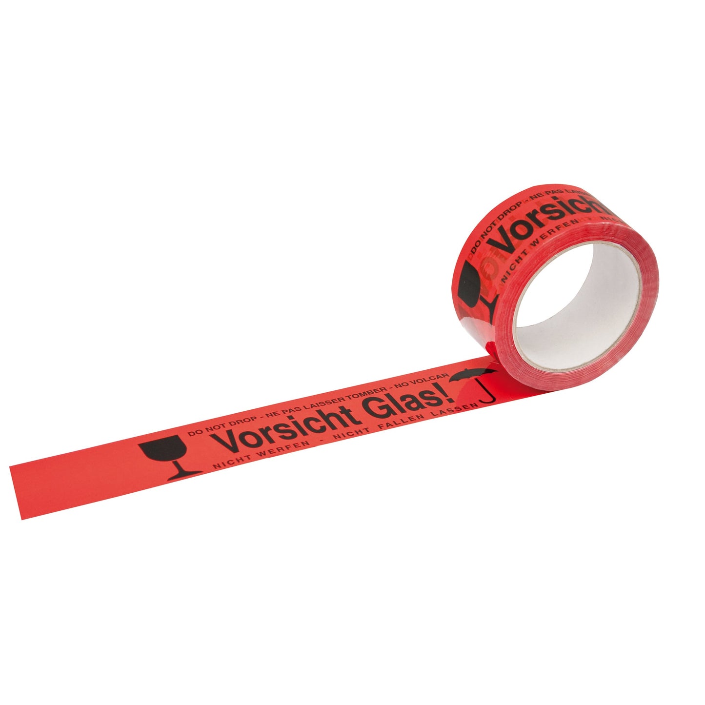 Signalklebeband 50 mm x 66 m (B x L) Acrylat rot Vorsicht Glas