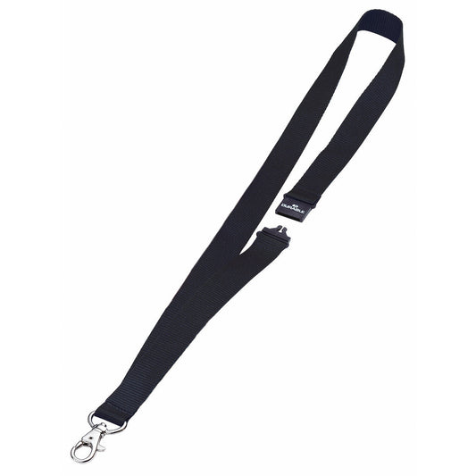 DURABLE Textilband Namensschilder mit Clip-Ausstanzung 2 x 44 cm (B x L) Sicherheitsverschluss Karabinerhaken schwarz 10 St./Pack.