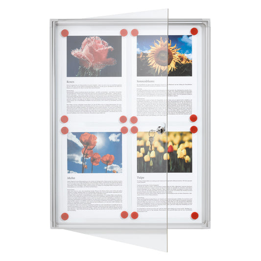 FRANKEN Schaukasten X-tra!Line Innenbereich 51 x 68 x 3 cm (B x H x T) 4 x DIN A4 mit Schloss Aluminium/Kunststoff silbereloxiert
