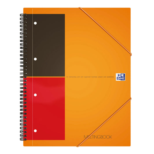 Oxford Collegeblock International Meetingbook DIN A4+ liniert mit Rand innen/außen Polypropylen orange/grau/rot 80 Bl.