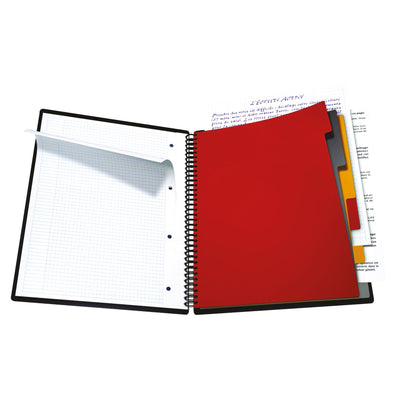Oxford Collegeblock International Organiserbook DIN A4+ kariert 80g/m² Polypropylen grau/orange/rot 80 Bl.