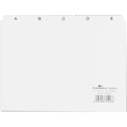 DURABLE Leitkarte DIN A5 quer A-Z Polypropylen weiß 25 Registerblätter