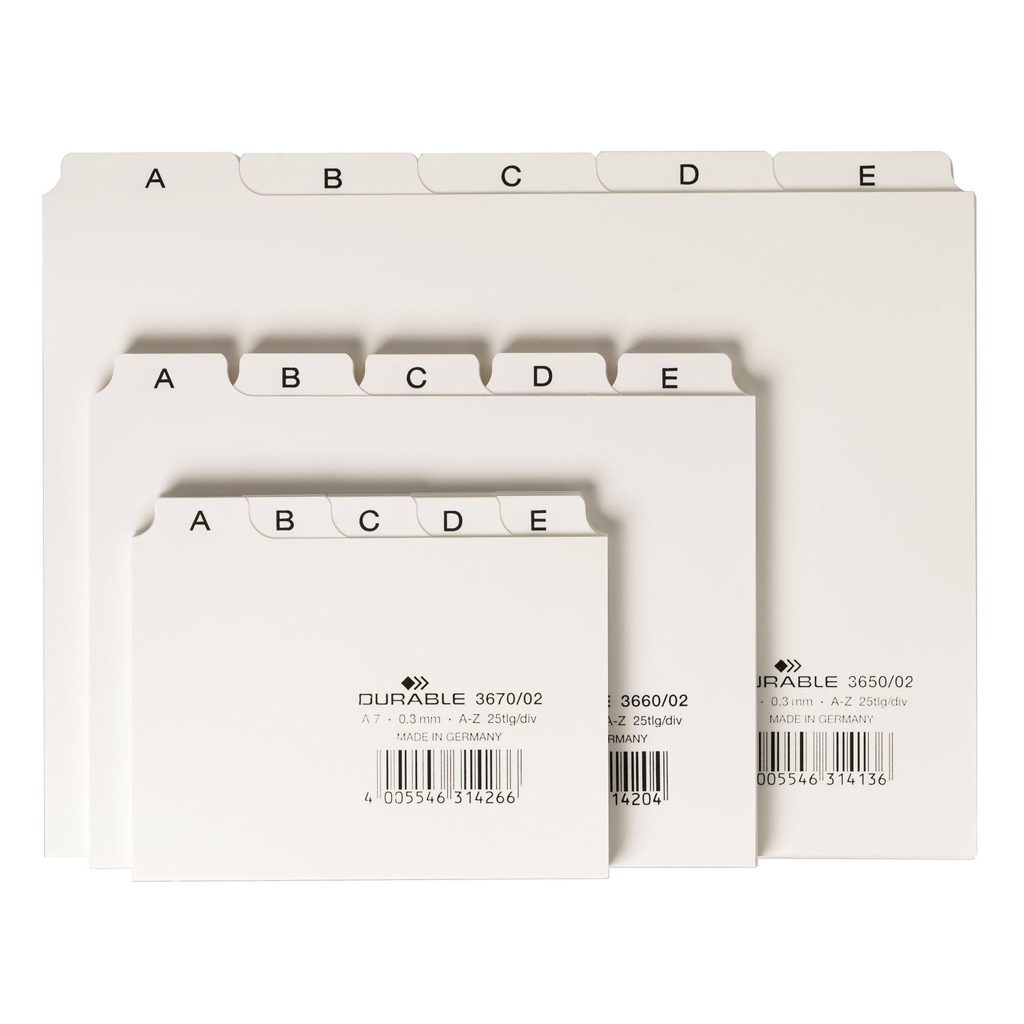 DURABLE Leitkarte DIN A6 quer A-Z Polypropylen weiß 25 Registerblätter