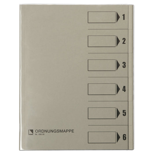 Bene Ordnungsmappe DIN A4 250g/m² Farbe: grau 6 Fächer