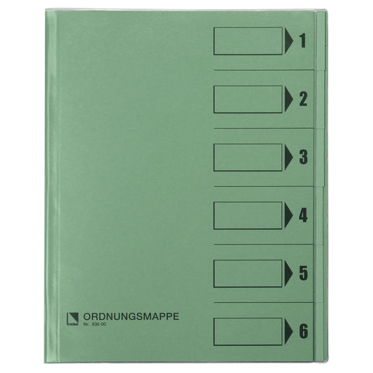 Bene Ordnungsmappe DIN A4 250g/m² Farbe: grün 6 Fächer