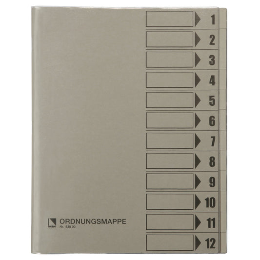 Bene Ordnungsmappe DIN A4 250g/m² Farbe: grau 12 Fächer
