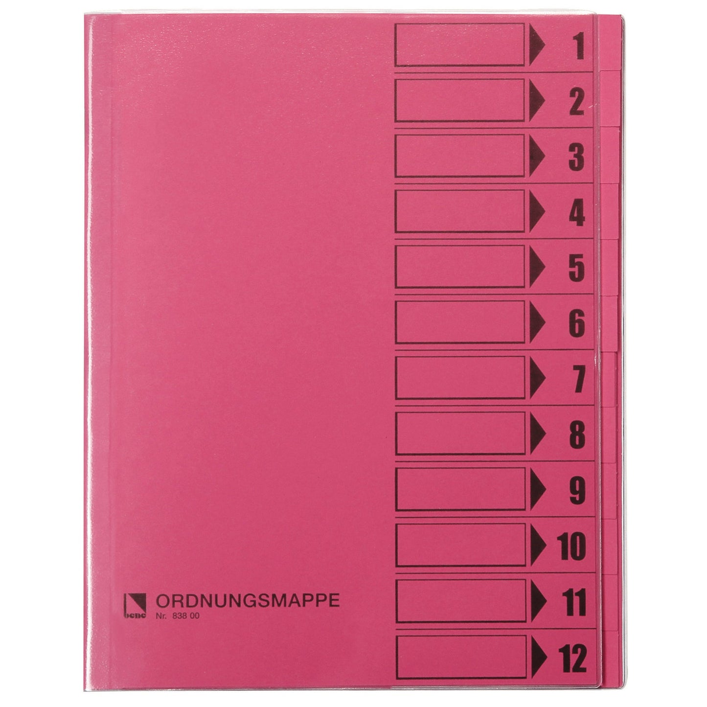 Bene Ordnungsmappe DIN A4 250g/m² Farbe: rosa 12 Fächer