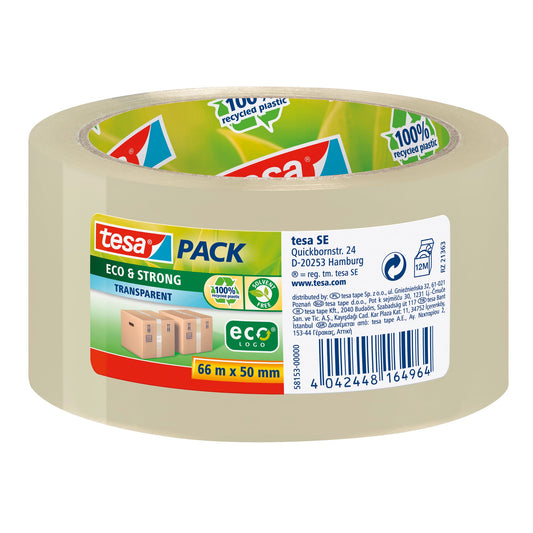 tesa® Packband tesapack® Eco & Strong 50 mm x 66 m (B x L) transparent
