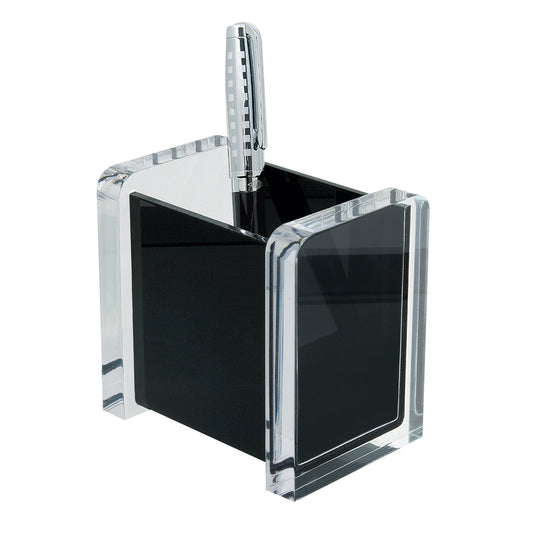 WEDO® Stifteköcher Acryl Exklusiv 9,4 x 9,4 x 6,5 cm (B x H x T) Acryl glasklar/schwarz