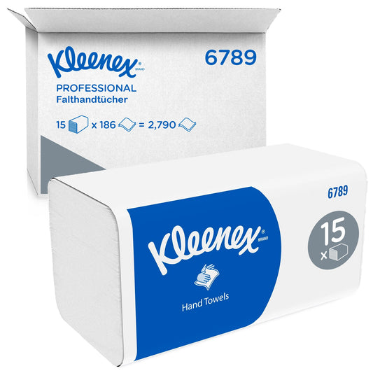 Kleenex® Papierhandtücher UltraT 21,5 x 21 cm (B x L) 24 % Recyclingfasern, 76 % Frischzellstoff hochweiß 15 x 186 Bl./Pack.