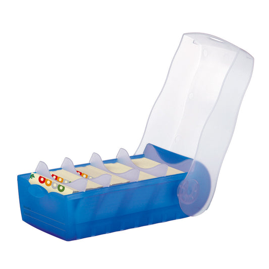 HAN Karteikasten CROCO 9,7 x 6,7 x 19,1 cm (B x H x T) DIN A8 quer 500 Karten Polypropylen blau transluzent 5 Stützplatten