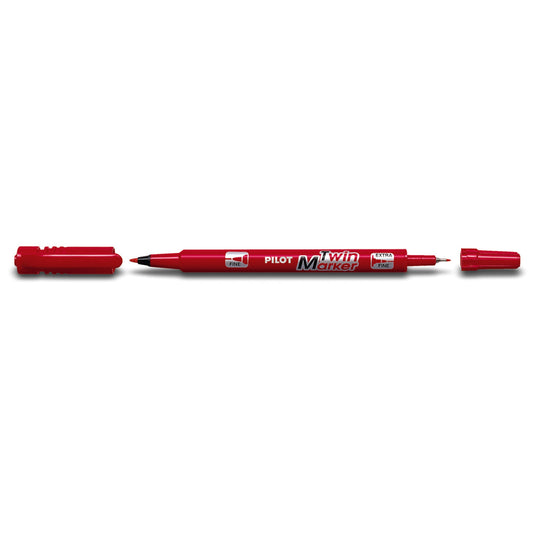 PILOT Permanentmarker Twin Marker BeGreen 0,4 und 0,8mm rot