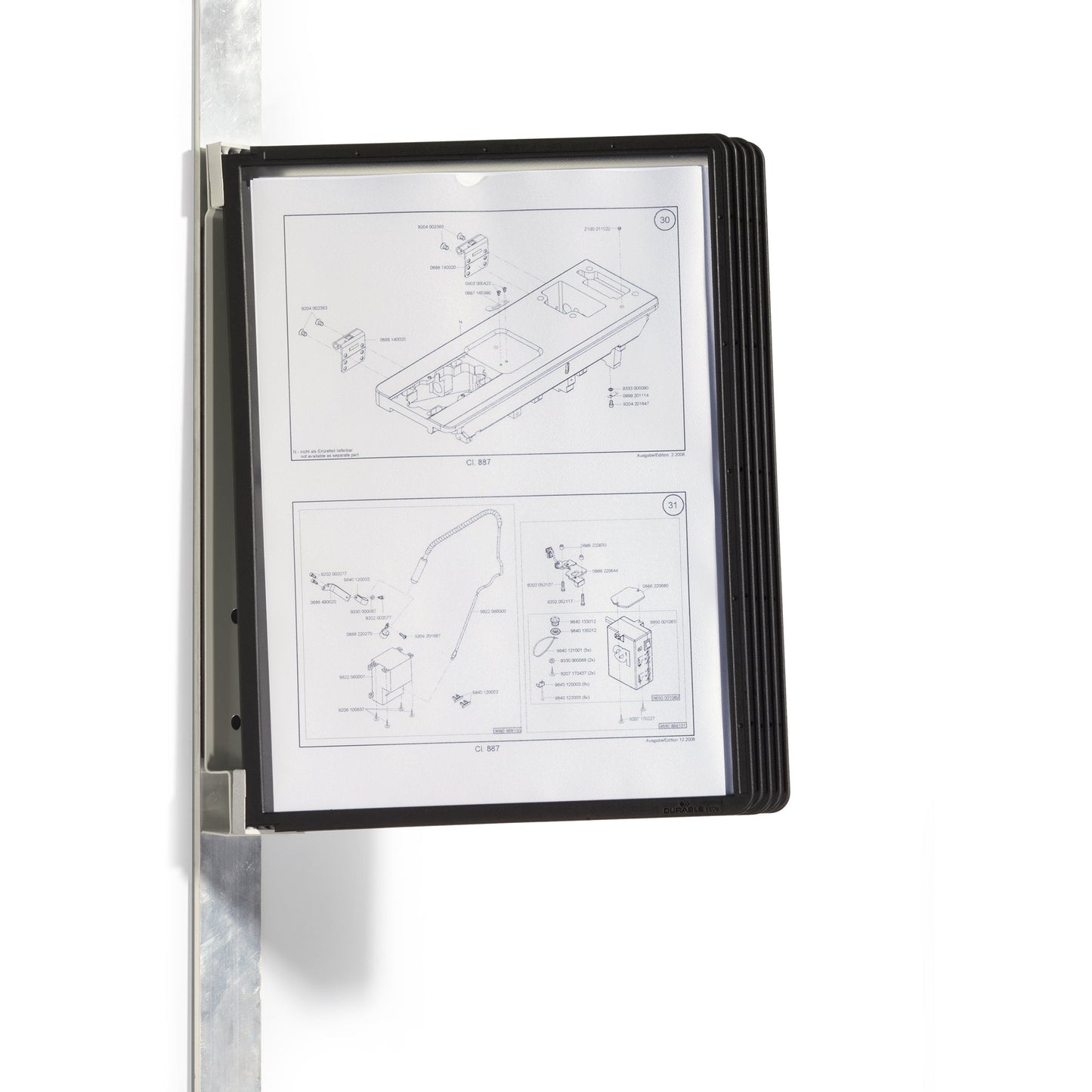DURABLE Sichttafelwandhalter VARIO® MAGNET WALL 5 DIN A4 Stahl/Polyamid/Polypropylen/Polyethylen schwarz 5 Sichttafeln