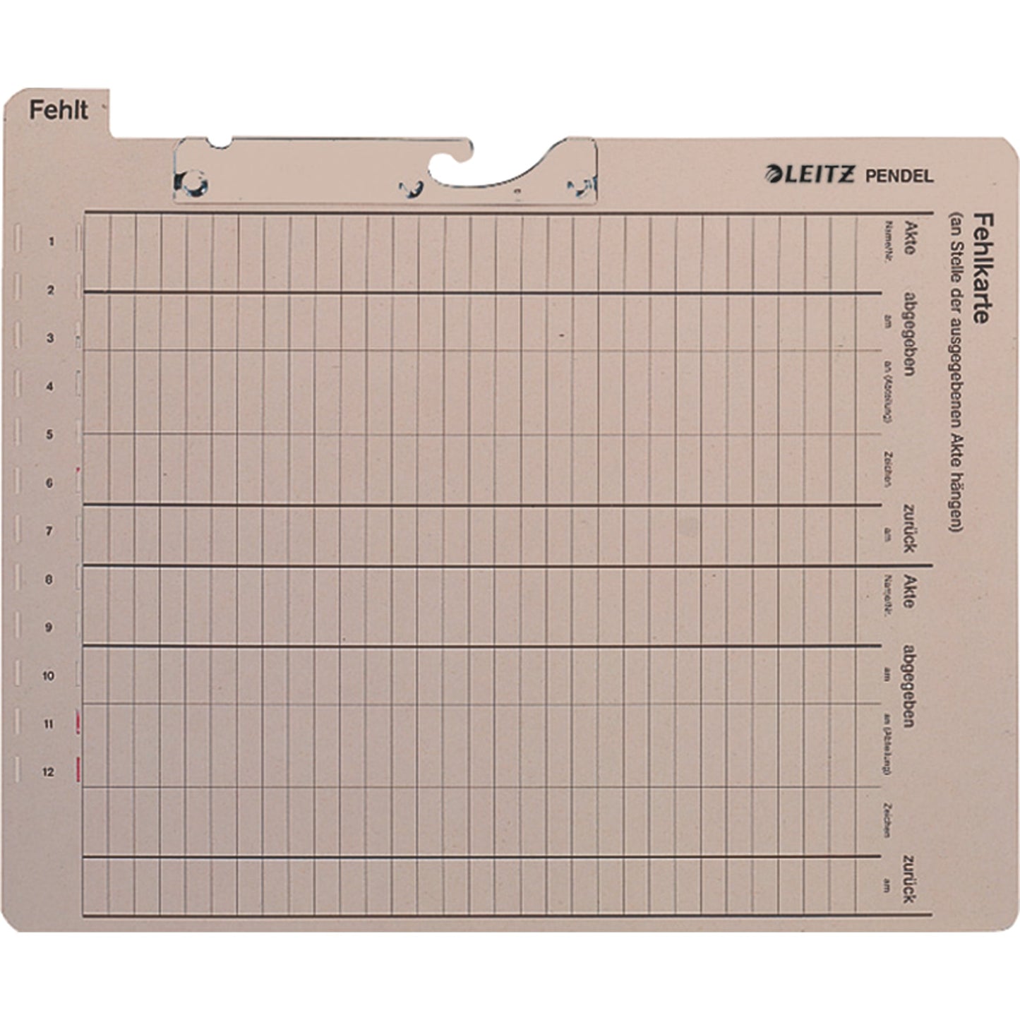 Leitz Pendelfehlkarte 31,6 x 26,2 cm (B x H) DIN A4 450g/m² Manilakarton, recycelt grau