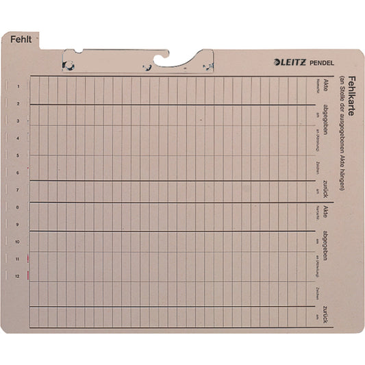 Leitz Pendelfehlkarte 31,6 x 26,2 cm (B x H) DIN A4 450g/m² Manilakarton, recycelt grau