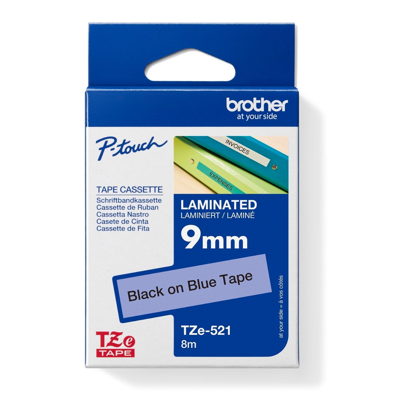 Brother Schriftbandkassette P-touch 9 mm x 8 m (B x L) blau schwarz