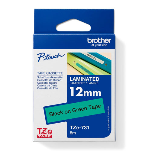 Brother Schriftbandkassette P-touch 12 mm x 8 m (B x L) grün schwarz