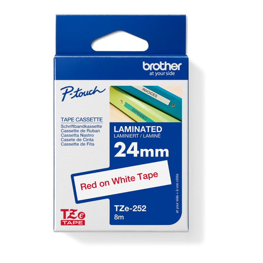 Brother Schriftbandkassette P-touch 24 mm x 8 m (B x L) weiß rot