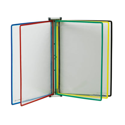 DJOIS Sichttafelwandhalter Tarifold DIN A4 Stahlblech je 1 x blau, rot, gelb, grün, schwarz 5 Sichttafeln